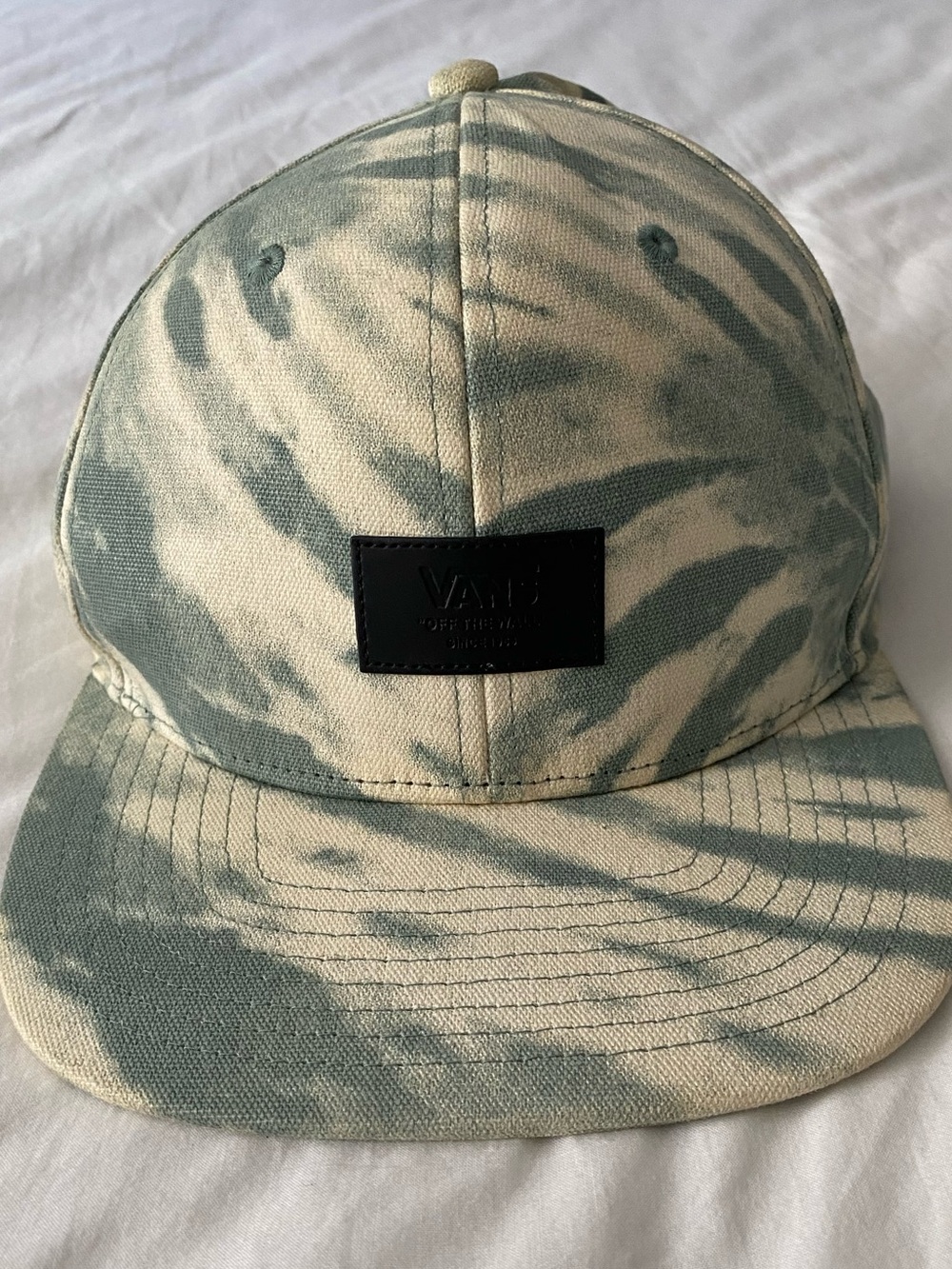VANS Off The Wall Snapback Hat Mens OS Adjustable Green Tie Dye Baseball Cap